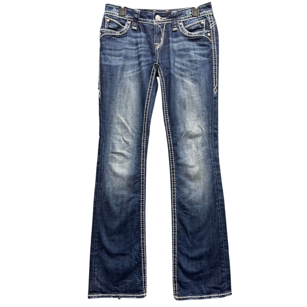 Rock Revival Johanna Bootcut Jeans Low Rise Dark Wash Blue Y2K Womens 27 (30x33)